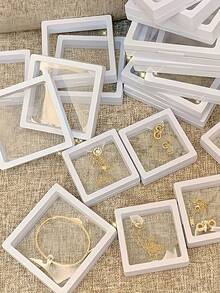 透明PE膜首饰包装盒，防水防氧化便携式首饰盒，适用于戒指、耳环、项链、耳夹等，3D独立悬浮框膜，适合日常使用、家居装饰、公寓装饰、浴室用品、户外旅行必备、返校用品。 - 彩色 - 查看 2