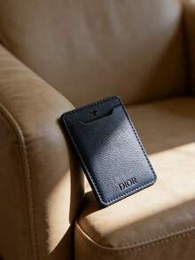 Dior Black Textured Leather Card Holder, Brand Embossed Design, Exquisite Gift Box Packaging, Perfect For Christmas And Holiday Gifts - Dark Blue - View 5