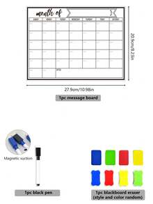Zmazywalny magnetyczny kalendarz do lodówki, notatka z listy zakupów, miesięczny planer rodzinny, menu, wystrój kuchni, akcesoria do lodówki, lista obowiązków domowych i planowanie menu - Wielokolorowe - Zobacz 13