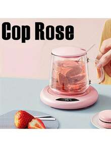 Rose USB Heated Coaster - Constant Temperature Beverage Warmer For Coffee & Tea, Fits All Cups/Mugs, Portable Smart Warmer For Office Desk/Outdoor Camping/Picnic/Kitchen, Essential For Autumn/Winter - Multicolor - View 4