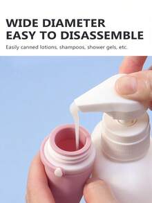 1 Set Silicone Travel Refillable Bottles, Suitable For Shampoo, Cosmetics And Lotion, Leak-Proof Design, 30ml/60ml/90ml Capacity - Dusty Pink - View 5