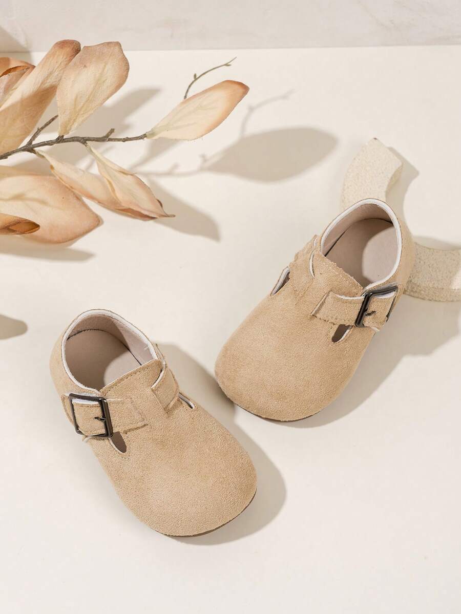 1 Pair Unisex Kids' Fashionable Minimalist Flat Shoes, 2026 Spring/Autumn/Winter New Comfortable Non-Slip Casual Leather Shoes, Toddler/Baby Shoes, Suitable For School, Outdoor, Recommended For Back To School Season - Khaki - View 1