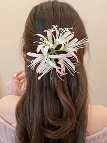 1 件优雅波西米亚波斯菊女士发夹，逼真的花卉侧发夹，复古氛围，适合摄影，爪夹，发夹，发夹，发夹 - 粉紅白色 - 查看 9