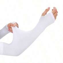 Summer Essential! Ice Silk UV Protection Sleeves - SPF50+ Breathable Arm Covers For Cycling, Driving & Outdoor Styling, A Must-Have For Sun-Lovers!Ice Silk Sunscreen Arm Sleeves, UPF 50+ UV Protection, Breathable Nylon Arm Covers For Outdoor Cycling And Sports - White - View 4