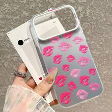 Kiss Marks Mobile Phone Case, Designed With Vibrant Pink And Red Lip Print Design, Suitable For IPhone 16, 15, 14, 13, 12 And 11 Pro Models, Made Of TPU Material, And Provides Shockproof Protection. Perfect For Family, Friends, Children, Birthdays, Spring, Holidays, Boyfriends, Girlfriends, And Valentine's Day Gifts. - CZ66 Trắng - Xem 5