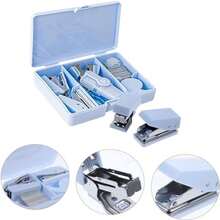 Juego de Suministros de Oficina,Mini Kit de Suministros de Oficina Portáti, Juego de 8 Accesorios de Computadora con Tijeras,Mini Grapadora, Perforadora de Agujeros,Cinta Adhesiva etc. (blanco) - Blanco - Ver 6