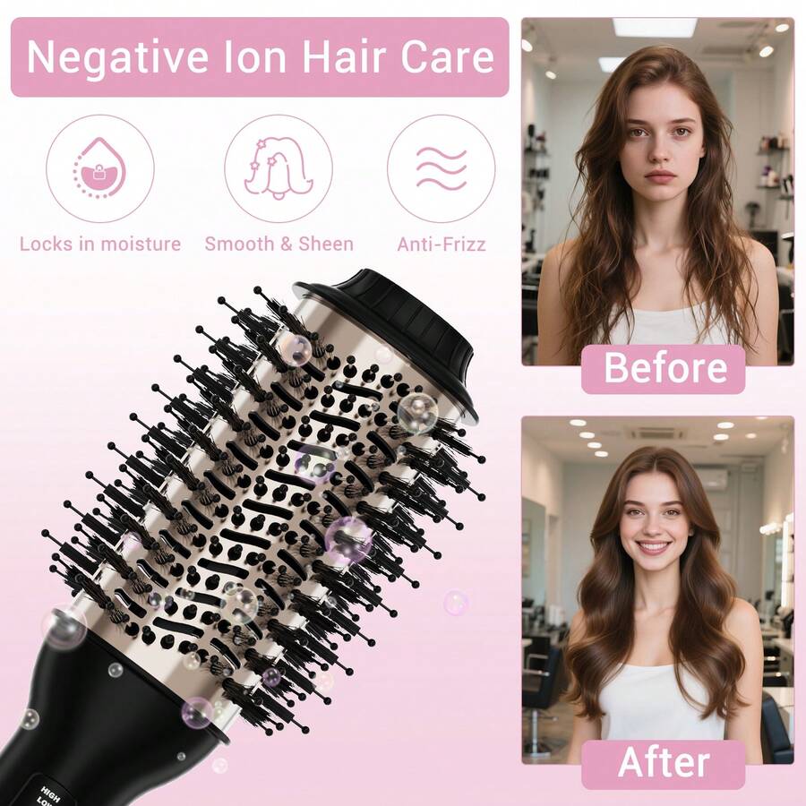 Hair Dryer Brush Blow Dryer Brush - One-Step Hot Air Styler Volumizer With ALCI Plug - Fight Frizz And Add Volume - Color Gold - 查看 1