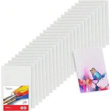 Canvases For Painting - Pack Of 24, 5 X 7 Inch Blank White Canvas Boards - 1OO% Cotton Art Panels For Oil, Acrylic & Watercolor Paint - 5x7吋-24片 - 查看 1