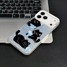 苹果phonecase快乐黑猫799JPCYKiPhone8圣诞礼物SamsungGalaxyS25Plus新年礼物16ProMax男女朋友16e生日礼物 - 半透明の黒 - チェックする 5