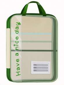 حافظة ملفات مزدوجة السحاب، مصنوعة من مادة شبكية سميكة، متينة، حقيبة تخزين وتنظيم، يمكن أن تحتوي على الكتب والمستلزمات المكتبية، متعددة الاستخدامات، تصميم خفيف الوزن مع مقبض قوي، مثالية للطلاب والمهنيين - متعدد الألوان - مشاهدة 5