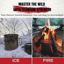 750ml Camping Titanium Pot, Includes A Heat-Insulating Cup Sleeve | Comes With An Insulated Cup Sleeve, 132g Lightweight, Large Capacity, Titanium Camping Drinkware - 750 Titanium - View 2