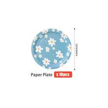 蓝白雏菊一次性餐盘、餐巾纸、杯子 - 25人份派对用品套装，适用于生日、婚礼、主题派对、家庭野餐 - 彩色 - 查看 10