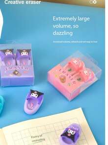 Sanrio 1 Pair (2pcs) Cartoon Kuromi, My Melody Slippers, Dust-Free Super Clean Wipe Reward Erasers - Multicolor - View 9