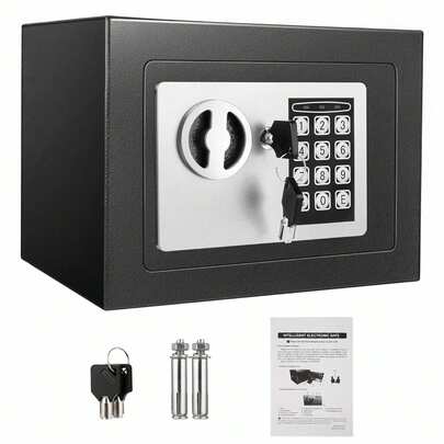 MIKOMIKA Caja Fuerte Digital con Cerradura de Combinación y 2 Llaves - Caja Fuerte de Seguridad Resistente para Efectivo, Joyas, Objetos de Valor - Operación Sin Batería, Diseño Compacto para Hogar, Oficina, Negocios - Regalo Ideal de Halloween y Navidad (No Requiere Baterías/Electricidad)