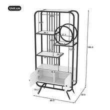 80 x 30 x 180 cm Metallregal, blanc Lagerschrank avec Doppeltür, trois Regalböden, schwarzes Metallregal, high Metallfüße, décoration ronde, blanc + noir - Noir - Voir 6
