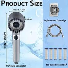 3pcs/Set High Pressure Handheld Shower Head With Ion Exchange Filter Cartridge, Wall-Mounted With Massage Function, 3 Spray Modes, Durable ABS Structure, Removable Massage Brush And Filter System, One-Click Shut-Off, Modern Minimalist Style, Ideal For Home, Hotel, Apartment, Shower Room And RV Bathroom, Essential Bathroom Accessory, Upgrade Your Bathroom For A Comfortable Bathing Experience, Perfect Christmas Gift - Multicolor - View 2