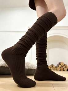 1双 - 灰色过膝长袜，修身韩版甜美酷炫少女保暖腿套，春夏款 - 彩色 - 查看 7