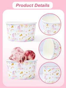 10pcs Rainbow Unicorn Party Disposable Paper Bowls, Suitable For Birthday Party Supplies, Rainbow Unicorn Party Paper Bowls Can Be Used As Popcorn Boxes, Ice Cream Cups And Other Food Containers, Unicorn Themed Birthday Disposable Tableware, Baby Shower Decorations, Pink Unicorn Party Decorations, Tabletop Decor, Kitchen Supplies, Party Gift Boxes, Unicorn Birthday Decorations - Rainbow Unicorn - View 9
