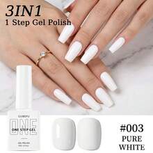 Sơn gel một bước 3 trong 1 màu trắng tinh khiết 15ml, không cần lớp sơn lót hay sơn phủ, màu trắng đặc lý tưởng cho móng tay kiểu Pháp, móng cưới, móng cô dâu, móng nghệ thuật tuyết Giáng sinh, sơn gel UV LED dung tích lớn. - trắng - Xem 9