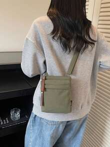 Vintage Corduroy Crossbody Bag, Korean Style Mini Shoulder Bag, Casual Double Layer Coin Purse/Phone Bag, Suitable For Students - Multicolor - View 6