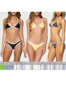 2026 Women's Two Piece Bikini Sets Halter Swimsuit Triangle String Cheeky Bathing Suit Triangle Bikini Sets - Grey - View 2