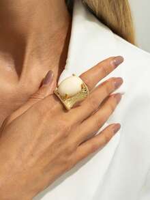 1枚波西米亚风镶嵌几何椭圆形仿宝石开口戒指，优雅时尚，适合派对、日常休闲、度假、情侣约会，是女士节日百搭珠宝礼品。 - 戒指 - 查看 7