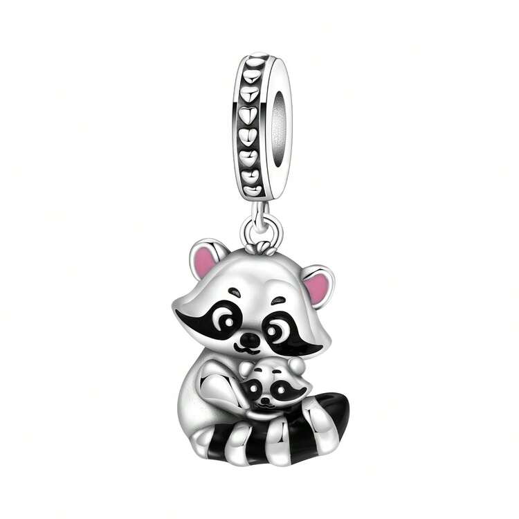 CYMYSS 1pc Adorable Animal Mother & Child Theme Copper Plated Silver Beaded Pendant, Inlaid With Artificial Zirconia, Delicate Details Decor, Parent-Child Style Bracelet Accessory, Suitable For Women, Mother's Day/Birthday/Anniversary Gift - Multicolor - View 16