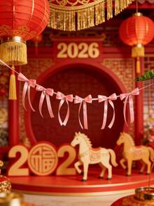 6pcs/12pcs/24pcs Pink/White Bow Ribbons, Suitable For Holiday Parties, Ribbons, Bows, Mother's Day Fashion Decor, Daily Party Supplies, Valentine's Day Decor, School Decor - Multicolor - View 2