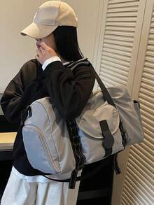 Large Capacity Fashionable Lightweight Handheld Luggage Bag, Short-Distance Business Trip Travel Stylish Tote Bag, Diagonal Shoulder Fitness Casual Travel Bag - Grey - View 4