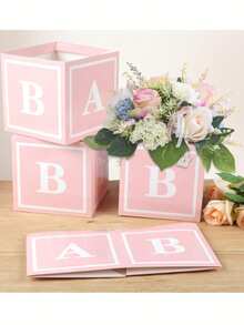 Bộ 8 món/4 món/2 món đồ trang trí trung tâm bàn tiệc mừng em bé, đồ trang trí hình khối em bé, hộp hoa em bé để trang trí bàn ăn, hộp bóng bay màu hồng có chữ cái, thích hợp cho tiệc rửa tội bé trai và bé gái, tiệc rửa tội, tiệc tiết lộ giới tính, trang trí hoa và bàn, tiệc kỷ niệm, tiệc sinh nhật, tiệc cô dâu, tiệc độc thân, tiệc công chúa. - Nhiều màu - Xem 8
