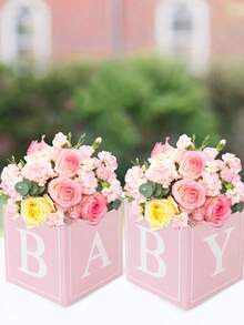 Bộ 8 món/4 món/2 món đồ trang trí trung tâm bàn tiệc mừng em bé, đồ trang trí hình khối em bé, hộp hoa em bé để trang trí bàn ăn, hộp bóng bay màu hồng có chữ cái, thích hợp cho tiệc rửa tội bé trai và bé gái, tiệc rửa tội, tiệc tiết lộ giới tính, trang trí hoa và bàn, tiệc kỷ niệm, tiệc sinh nhật, tiệc cô dâu, tiệc độc thân, tiệc công chúa. - Nhiều màu - Xem 9