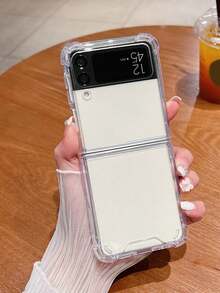 1个简约时尚透明水晶翻盖保护壳，兼容三星Galaxy Z Flip 7/6/5/4/3，防震保护，透明防黄变手机壳 - 無色 - 查看 1