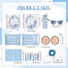 88 Pcs Bridesmaid Proposal Gifts Bridesmaid Box Set Maid Of Include Box Candle Invited Cards Scrunchies Hair Elastics Ties Knotted Bracelets Pens Blue - 藍色 + 優雅 - 查看 4
