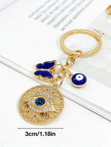 Turkish Blue Evil Eye Hollow Keychain, Butterfly Rhinestone Pendant, Fashionable Bag Charm
