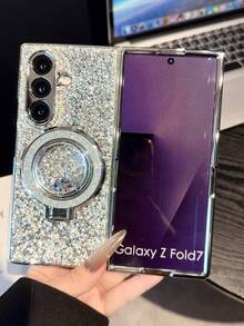 1pc Electroplated Rhinestone Glitter Liquid Quicksand Phone Case, Suitable For Samsung Galaxy Z Flip7, Galaxy Z Flip6, Galaxy Z Flip5, Compatible With Galaxy Z Flip7 FE, Galaxy Z Fold7, Z Fold6, Z Fold5, Z Fold4 - Multicolor - View 23