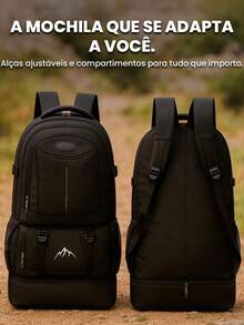 Sports Backpack With 10cm Expansion, Large Capacity, Durable - Black - View 4