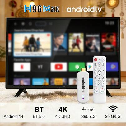 H96 MAX M20 Smart TV Stick, Amlogic S905L3 Chip, Android 9.0, 2.4G/5G WiFi, Bluetooth 5.0, Multimedia Player, Bluetooth Voice Remote Control Android TV Box