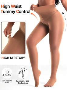 1 Pair Of Women's Simple Stretch Pantyhose Stockings Anti-Snag Base Stockings - Multicolor - View 3