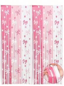1/2/4 piezas Cortina con lazo y borla rosa, Decoración de fondo para fiesta de baby shower, Decoraciones de fiesta con lazos rosas, Decoración para fiesta de recién nacido, Suministros para fiesta de baby shower, Regalos para fiesta de novia, Decoraciones para el 1er cumpleaños de niña, Decoración para fiesta festiva, Fondo para fiesta interior/exterior, Fiesta de revelación de género, Accesorios para fotos, Recuerdos de fiesta - lazo rosa - Ver 3