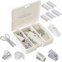 Juego de Suministros de Oficina,Mini Kit de Suministros de Oficina Portáti, Juego de 8 Accesorios de Computadora con Tijeras,Mini Grapadora, Perforadora de Agujeros,Cinta Adhesiva etc. (blanco) - Blanco - Ver 2