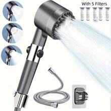 3pcs/Set High Pressure Handheld Shower Head With Ion Exchange Filter Cartridge, Wall-Mounted With Massage Function, 3 Spray Modes, Durable ABS Structure, Removable Massage Brush And Filter System, One-Click Shut-Off, Modern Minimalist Style, Ideal For Home, Hotel, Apartment, Shower Room And RV Bathroom, Essential Bathroom Accessory, Upgrade Your Bathroom For A Comfortable Bathing Experience, Perfect Christmas Gift - Multicolor - View 7