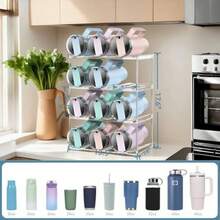 CYPNOrganizador de Botellas Apilable Estante de Almacenamiento de Botellas de Agua Estante de Vino 4 Capas Puede Acomodar 12 Botellas Adecuadas para Gabinetes Cocinas Gabinetes de Vino Tiendas.Fashion - 219619394 - Ver 3