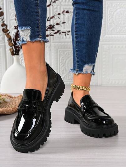 New Women Lace-Up Comfortable Round Toe Shoes, Fashion Minimalist Lightweight Loafers, Versatile Campus Style Shoes, Simple Elegant, Casual Matching, Outdoor, Party