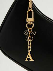 Black Bow Tie Letter Keychain Pendant, Letter Bow Tie Keychain, A-Z Letter Bag Charm, Personalized Letter Keychain, Suitable For Bags, Backpacks, Wallets, Earphone Cases, Car Keys, Graduation Season, Back To School Season, Wedding Season, Holiday Gifts, Birthday Gifts, Valentine's Day Gifts, Mother's Day Gifts And Other Small Gifts - Multicolor - View 4