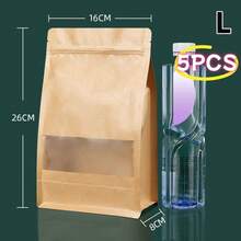 10pcs Resealable Kraft Paper Tea Bags - With Frosted Window And Self-Standing Design, Featuring Sturdy Sealed Edges, Suitable For Tea Leaves, Herbal Tea, Etc. - Resealable Packaging Bags - Multicolor - View 13