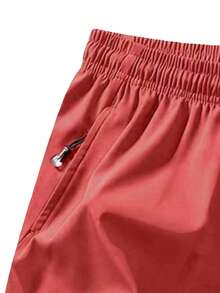 男士反丟失拉鍊口袋束口鬆緊腰3/4運動短褲，具有獨特特色