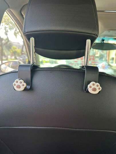 2个可爱棕色脚印造型挂钩，汽车后挂钩，汽车内饰配件，汽车收纳，多用途固定挂钩，通用收纳挂钩