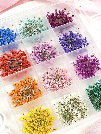 一盒随机颜色混合美甲装饰品 - DIY创意美甲配件，适合春夏，色彩鲜艳，引人注目的女士美甲配件