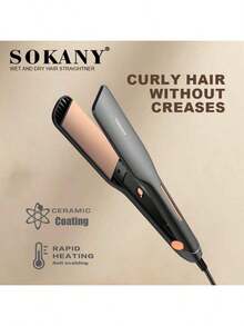 SOKANY SK-1909 Multifunctional Hair Straightener Dry Curling And Straightening Three-In-One, Alloy Material, Thermal Conductivity Diameter 21mm-30mm, Uniform Heating, Reduce Hair Damage, Intelligent Temperature Control Straight Clip, Lightweight Design, Easy To Carry, Easy To Create Daily Hairstyles, Whether It Is Straight Hair Or Curly Hair, Can Be Easily Achieved - Black - View 2