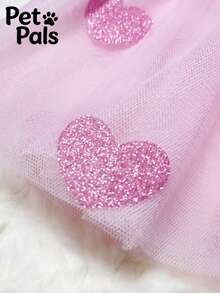 宠物伙伴 (PET PALS) 亮片装饰宠物连衣裙，系领设计，适合生日派对和婚礼等正式场合。春夏秋季日常穿着。